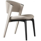 Open Back Faux Leather Seat Metal Dining Chairs Beige Image - 8