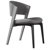 Open Back Faux Leather Seat Metal Dining Chairs Beige Image - 9