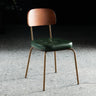 Open Back Tufted Leather Upholstered Metal Dining Chair Image - 10