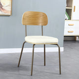 Open Back Tufted Leather Upholstered Metal Dining Chair Image - 12