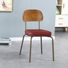 Open Back Tufted Leather Upholstered Metal Dining Chair Image - 14