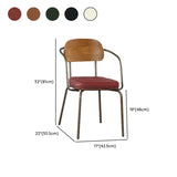 Open Back Tufted Leather Upholstered Metal Dining Chair Image - 18