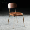 Open Back Tufted Leather Upholstered Metal Dining Chair Image - 9