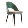 Open Curved Back Fabric Seat Wood Dining Chair Green Image - 11