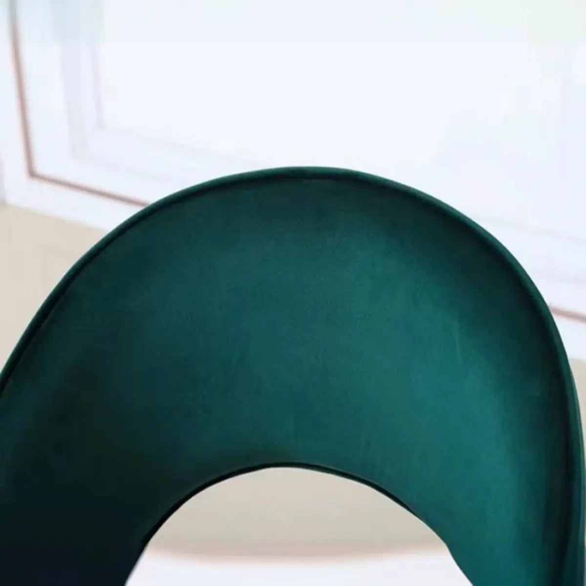 Open Curved Back Fabric Seat Wood Dining Chair Green Image - 7