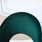 Open Curved Back Fabric Seat Wood Dining Chair Green Image - 7