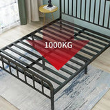 Open-Frame Metal Black Queen Slat Bed with Headboard Image - 10