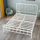 Open-Frame Metal Black Queen Slat Bed with Headboard Image - 3