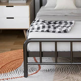 Open-Frame Metal Black Queen Slat Bed with Headboard Image - 9