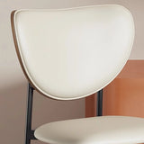 Open Oval Back Leather Metal Side Dining Chair Khaki Image - 9