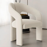 Open Slat Back Curved Leather Dining Chair Off-White Image - 1