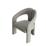 Open Slat Back Curved Leather Dining Chair Off-White Image - 11