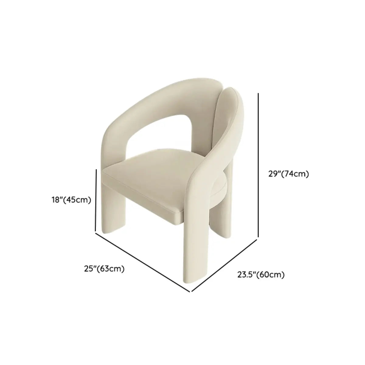 Open Slat Back Curved Leather Dining Chair Off-White 