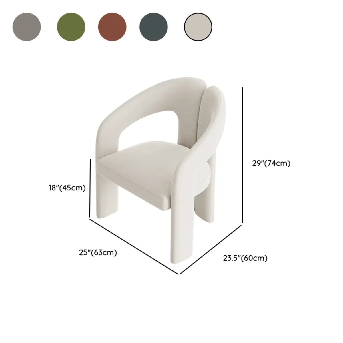 Open Slat Back Curved Leather Dining Chair Off-White Image - 15