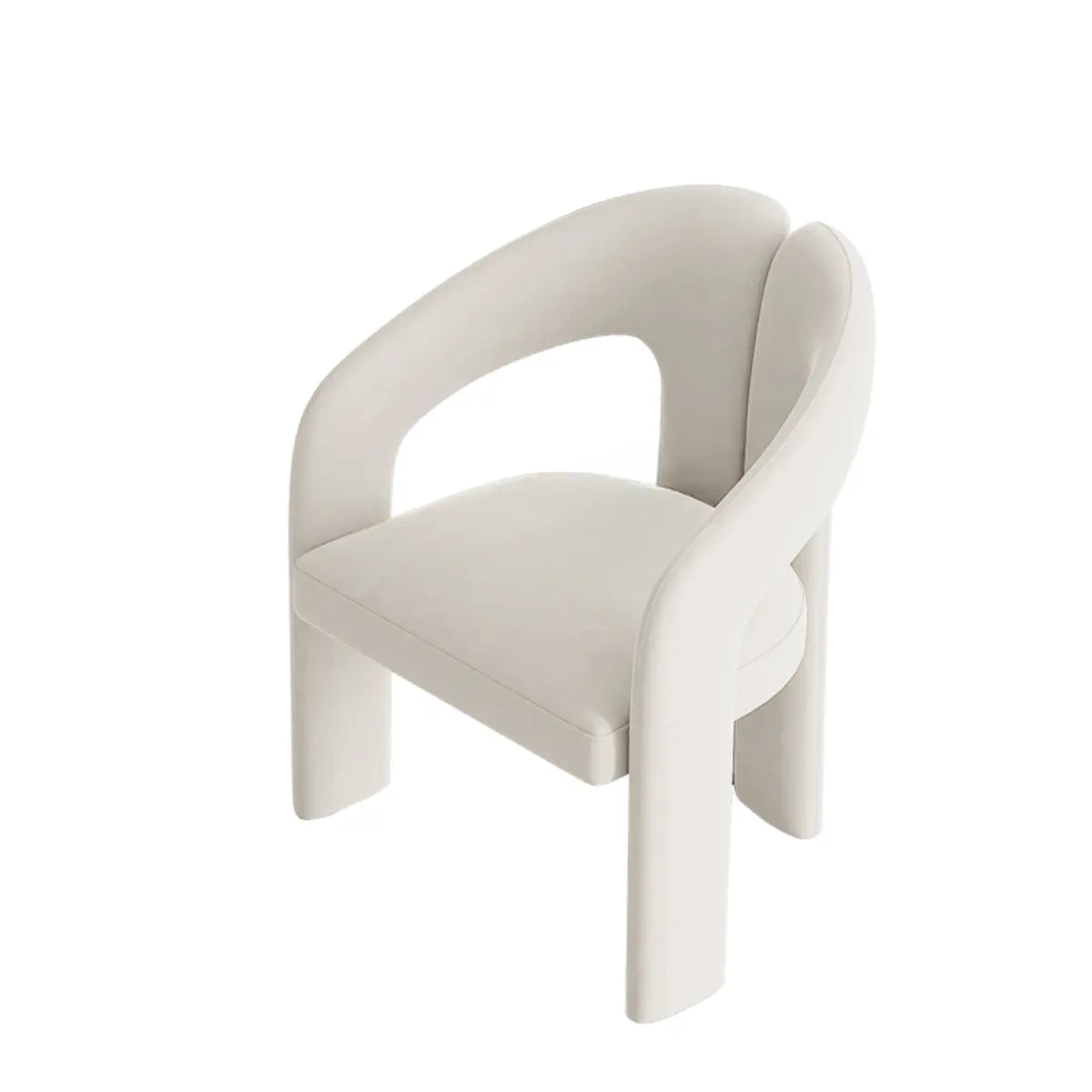 Open Slat Back Curved Leather Dining Chair Off-White Image - 2