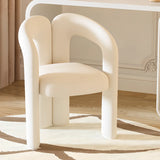 Open Slat Back Curved Leather Dining Chair Off-White Image - 8