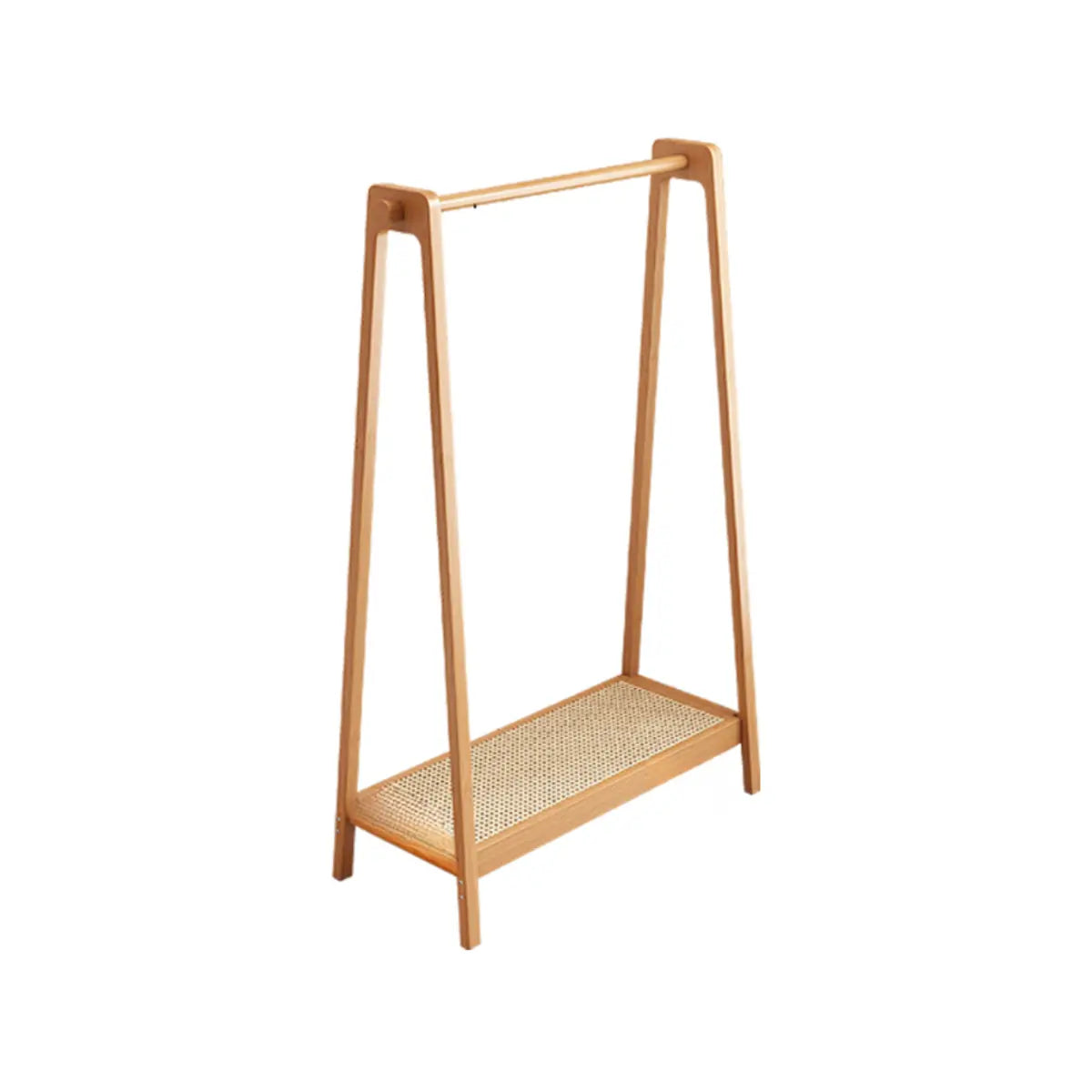 Open Storage A-Frame Bamboo Hooks Coat Rack with Shelves Image - 2