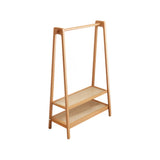 Open Storage A-Frame Bamboo Hooks Coat Rack with Shelves Image - 3