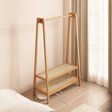 Open Storage A-Frame Bamboo Hooks Coat Rack with Shelves Image - 4