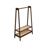 Open Storage A-Frame Bamboo Hooks Coat Rack with Shelves Image - 7