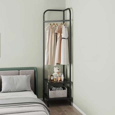 Open Storage Bedside Metal Hall Tree with Shelves Image - 1