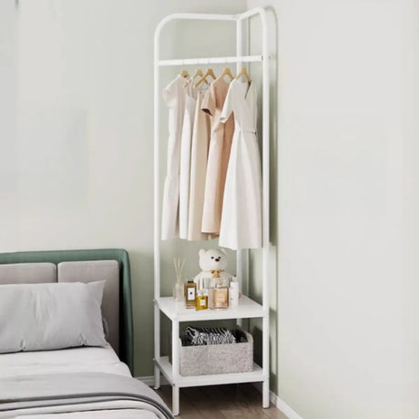 Open Storage Bedside Metal Hall Tree with Shelves Image - 2