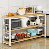 Open Storage Natural Stationary Wood-Metal Kitchen Island Image - 3