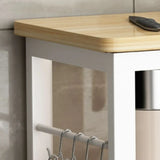 Open Storage Natural Stationary Wood-Metal Kitchen Island Image - 4