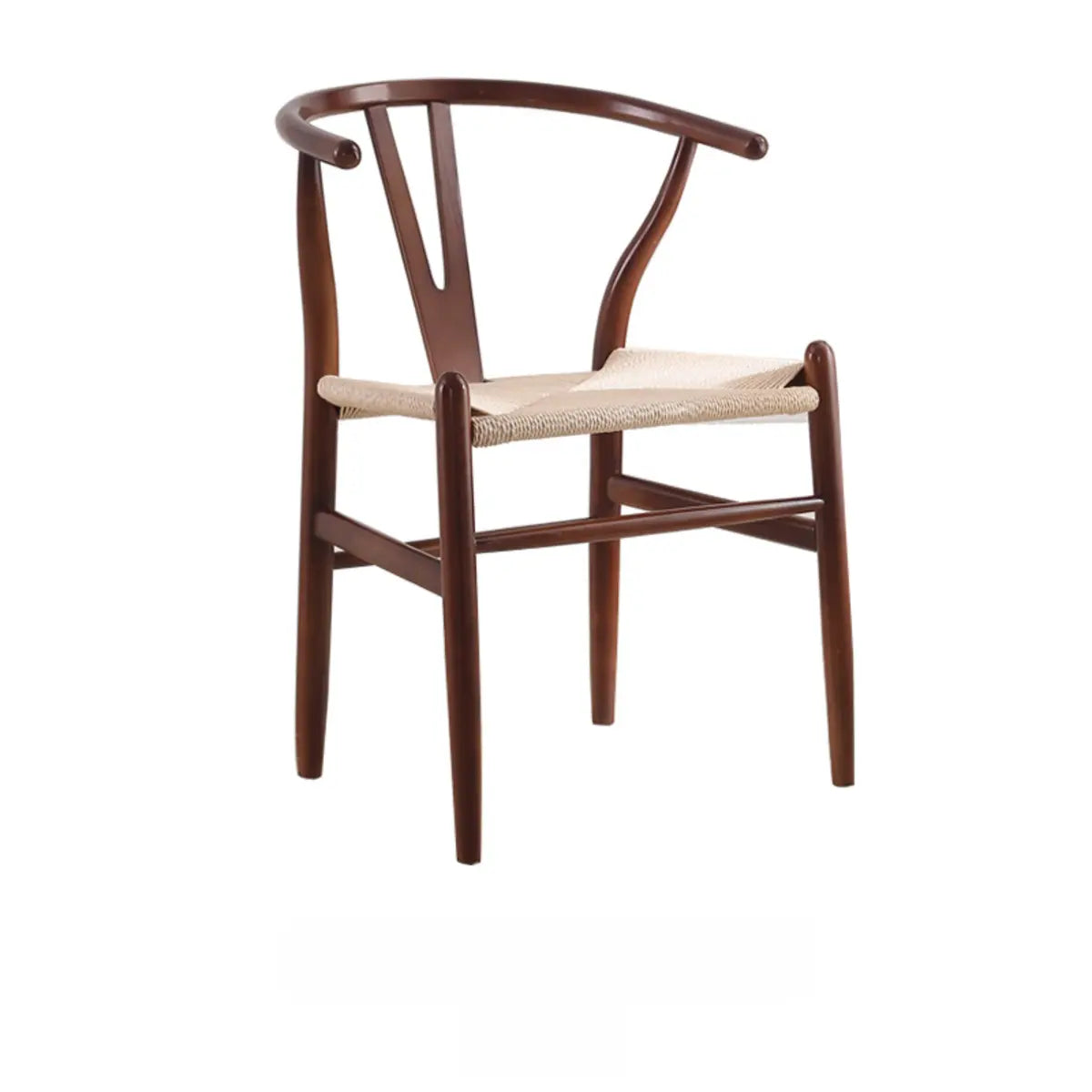 Open Wishbone Natural Rattan Seat Wood Dining Chair Image - 12