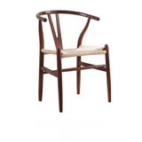 Open Wishbone Natural Rattan Seat Wood Dining Chair Image - 12