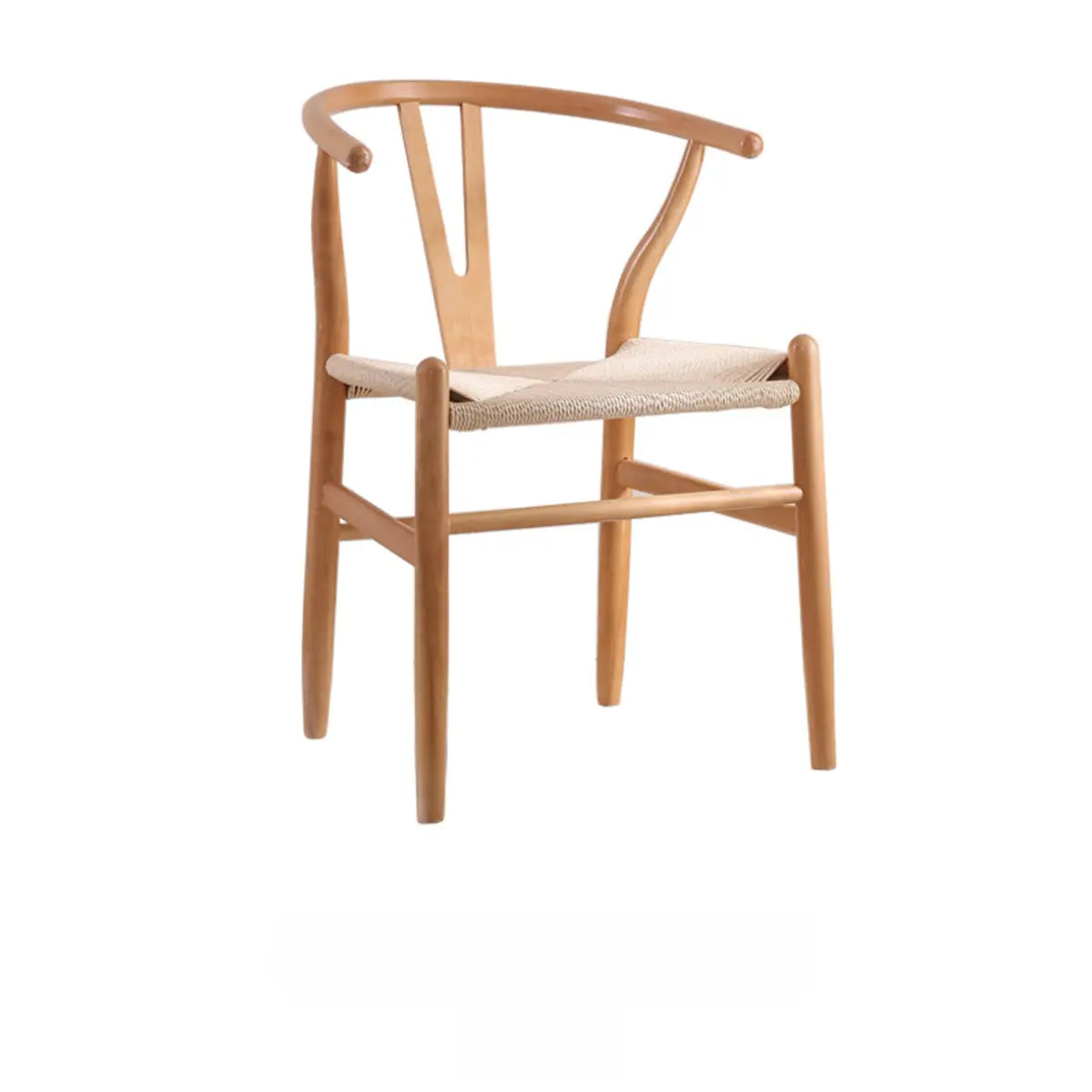 Open Wishbone Natural Rattan Seat Wood Dining Chair Image - 14