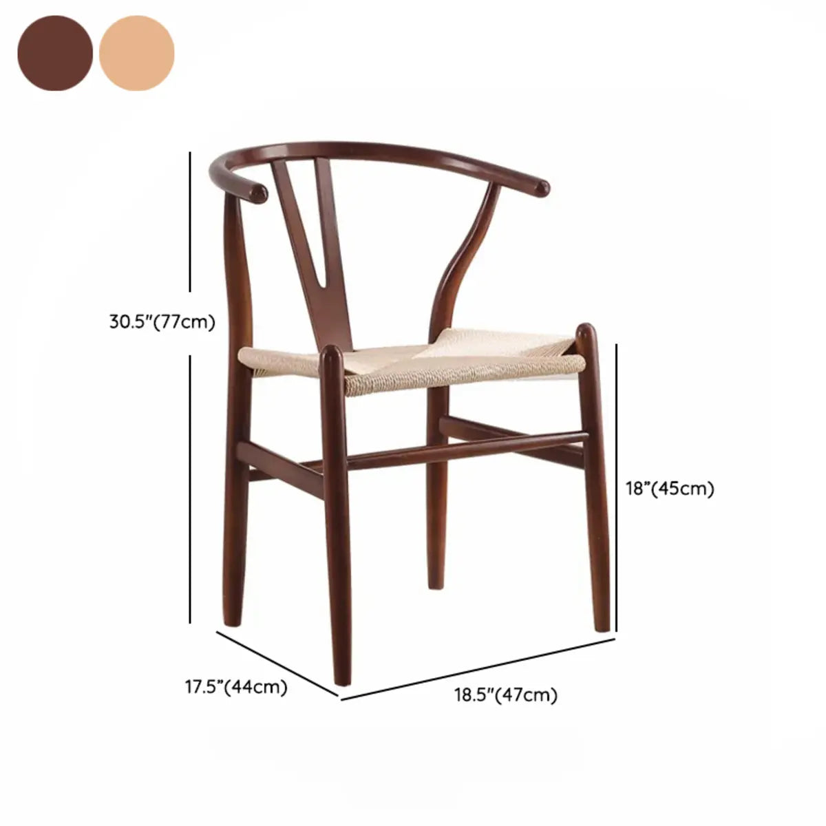 Open Wishbone Natural Rattan Seat Wood Dining Chair 