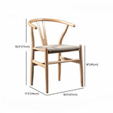 Open Wishbone Natural Rattan Seat Wood Dining Chair Image - 17