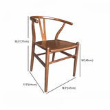 Open Wishbone Natural Rattan Seat Wood Dining Chair Image - 19