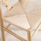 Open Wishbone Natural Rattan Seat Wood Dining Chair Image - 5