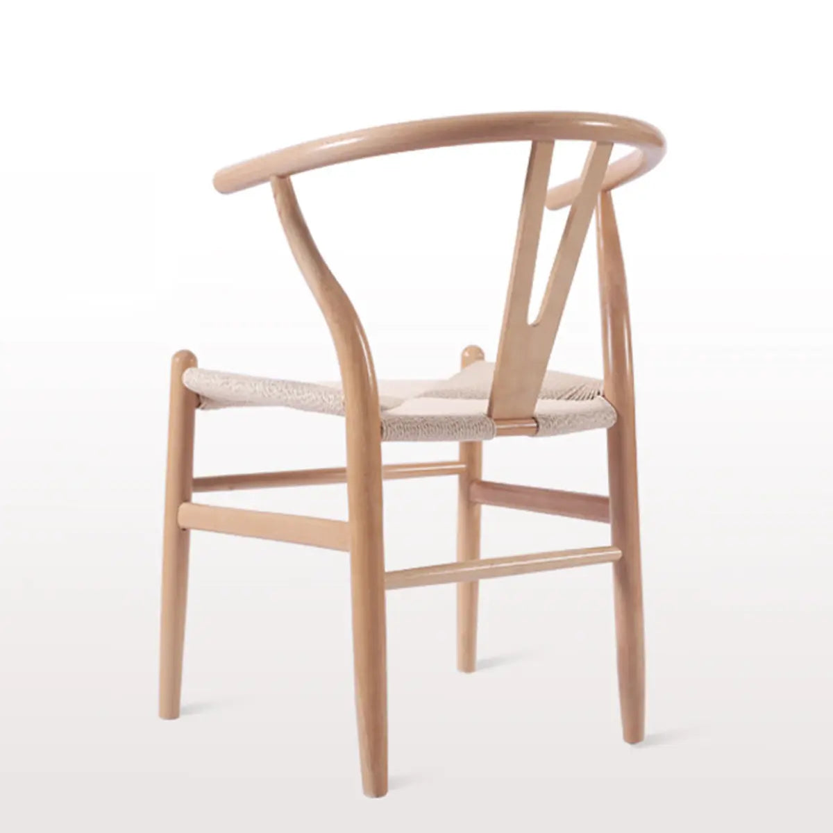 Open Wishbone Natural Rattan Seat Wood Dining Chair Image - 7