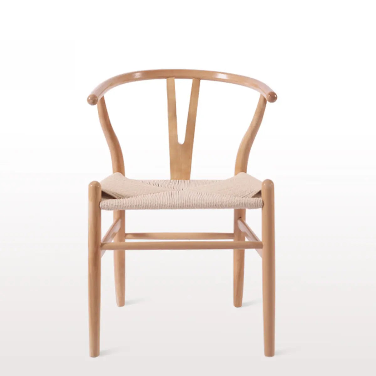 Open Wishbone Natural Rattan Seat Wood Dining Chair Image - 9