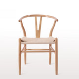 Open Wishbone Natural Rattan Seat Wood Dining Chair Image - 9