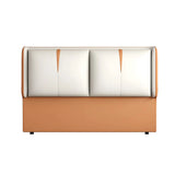 Orange-Beige Rectangular Upholstered Wingback Headboard Image - 10