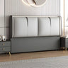 Orange-Beige Rectangular Upholstered Wingback Headboard Image - 9