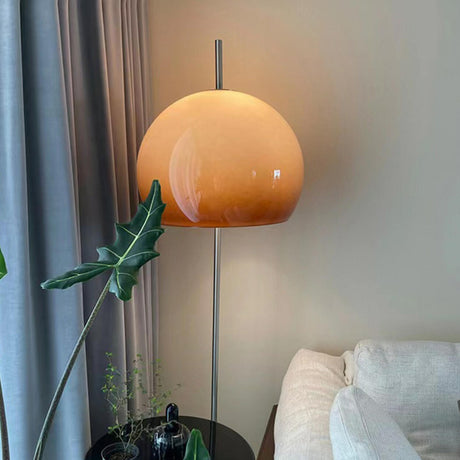 Orange Dome Metal Standing Modern LED Floor Lamp Image - 2