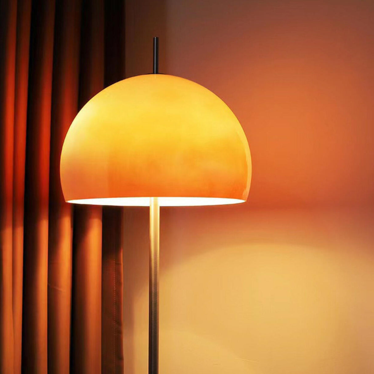 Orange Dome Metal Standing Modern LED Floor Lamp Image - 4