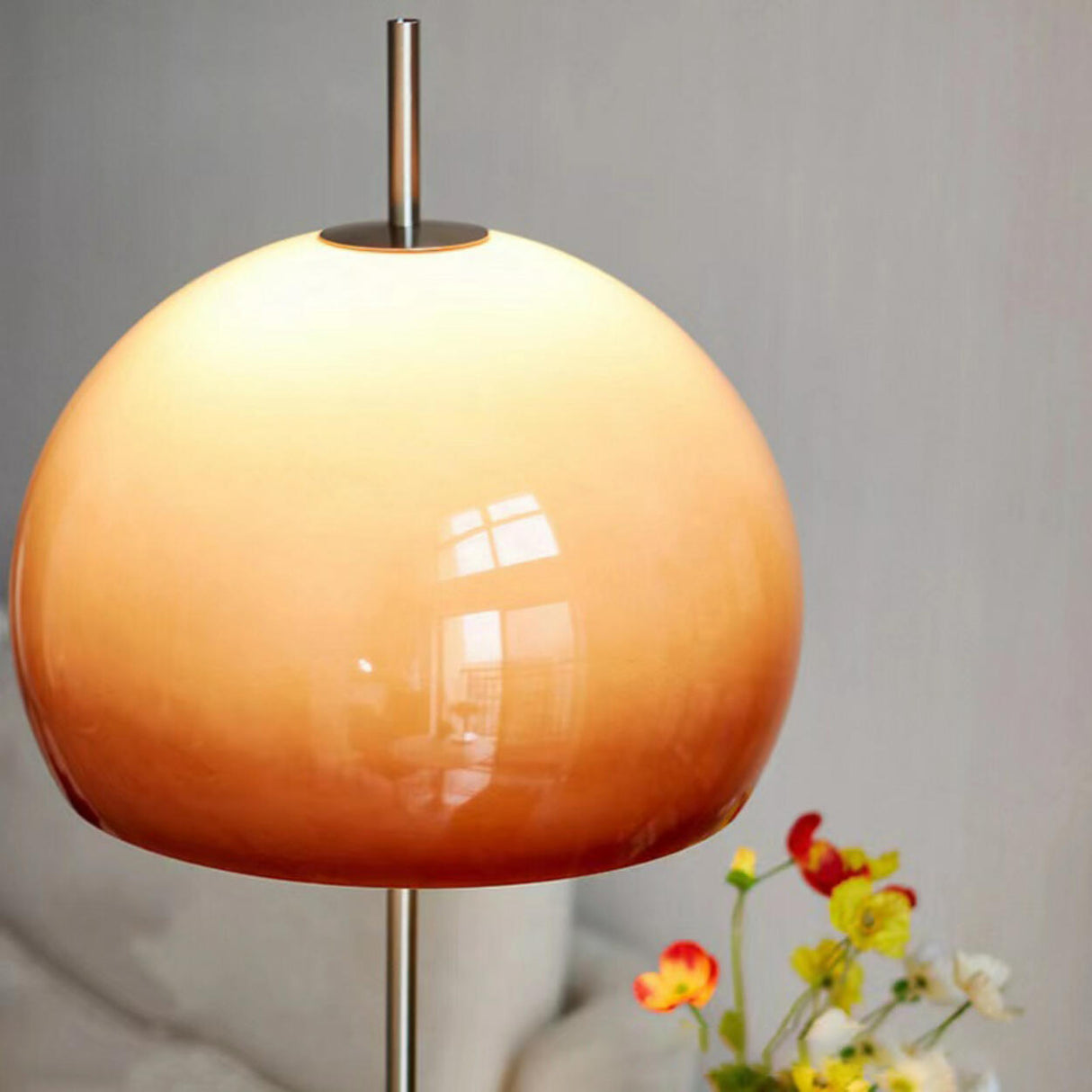 Orange Dome Metal Standing Modern LED Floor Lamp Image - 7