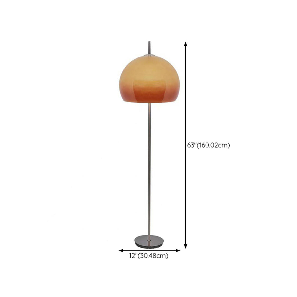 Orange Dome Metal Standing Modern LED Floor Lamp 