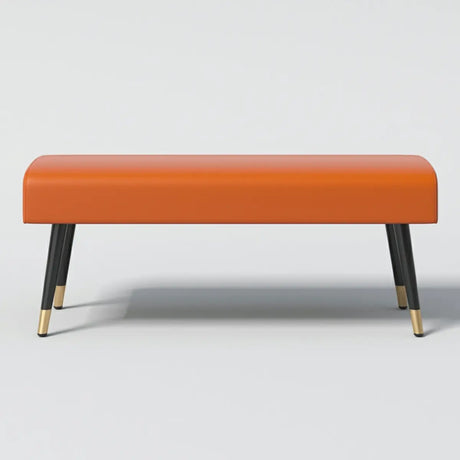 Orange Faux Leather Cushioned Bedroom Bench with Legs Image - 2