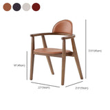 Orange Faux Leather Seat Wooden Armrest Dining Chair #size