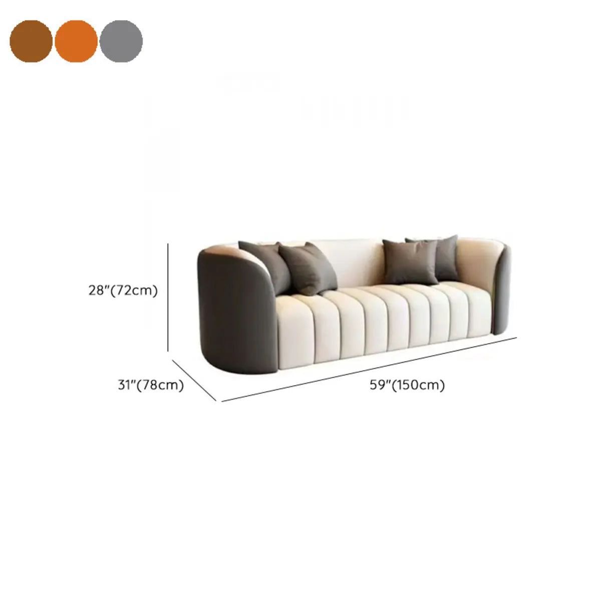 Orange Faux Leather Upholstered Back Sofa Set with Arms Image - 18