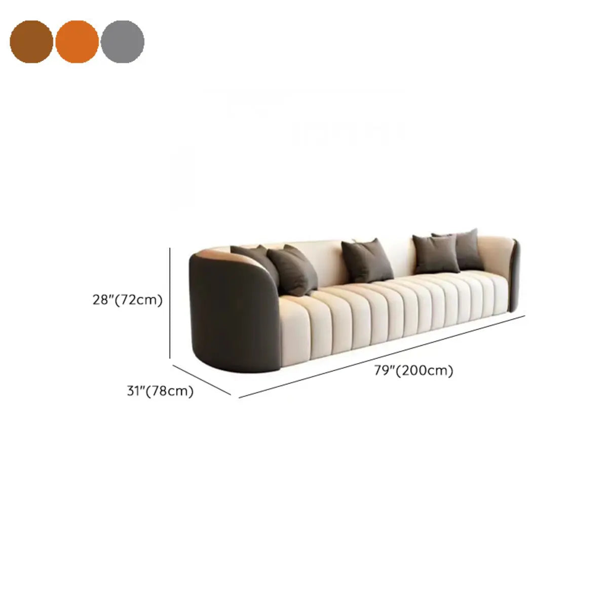 Orange Faux Leather Upholstered Back Sofa Set with Arms Image - 19