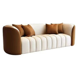 Orange Faux Leather Upholstered Back Sofa Set with Arms Image - 7