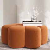 Orange Flower Flannel Medium Sponge Seat Ottomans Image - 1